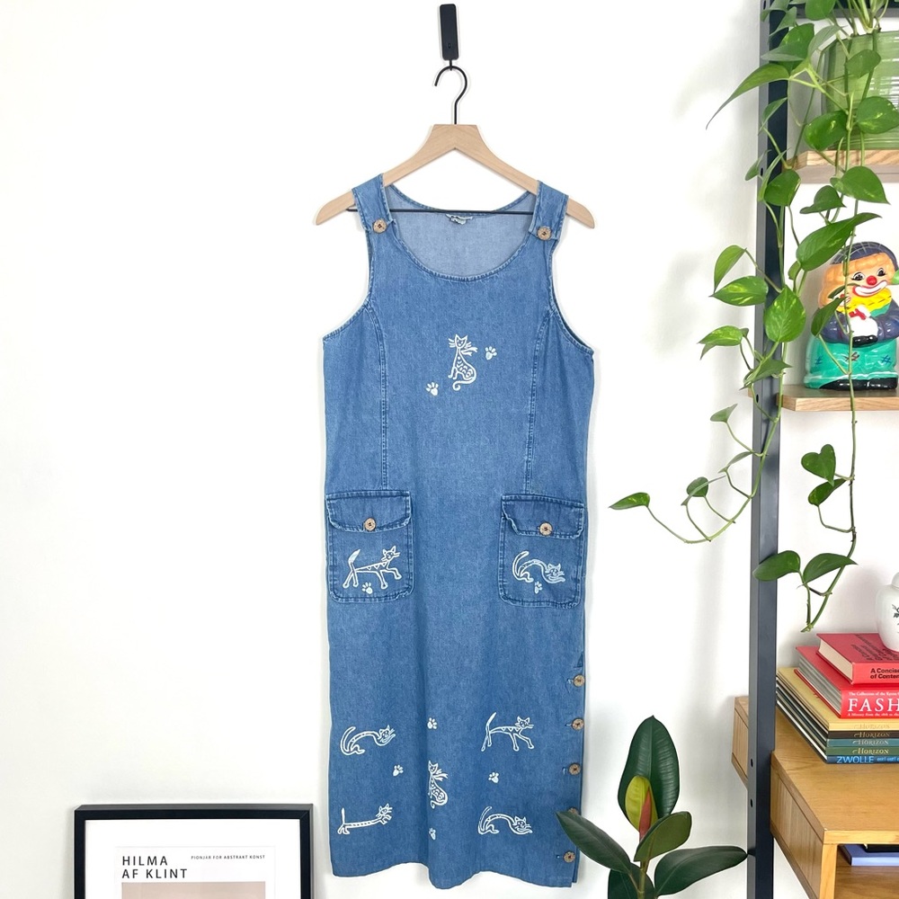 Denim cat jumper maxi dress size S